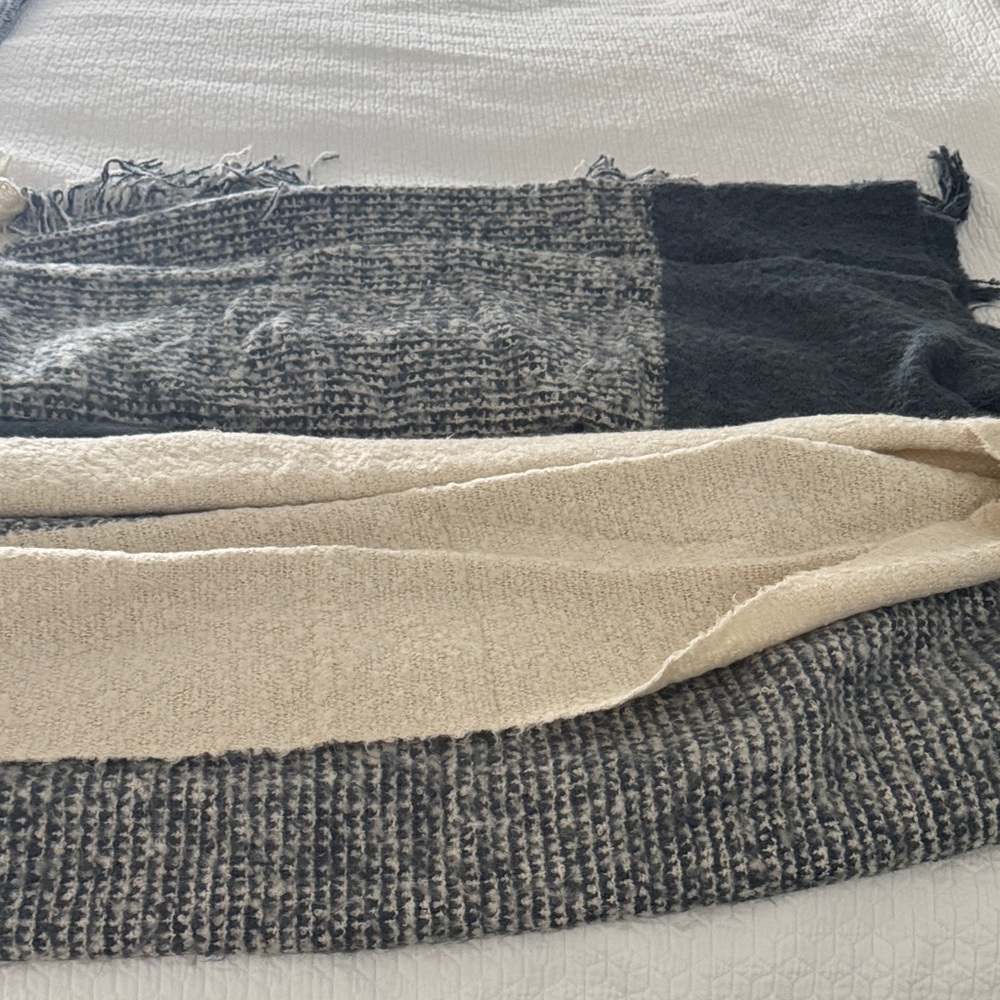 Blue and Cream Woven blanket 2
